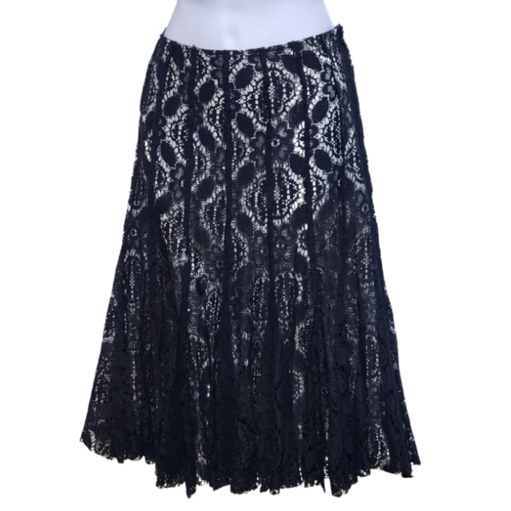 Alberto Makali Black A-line Lace Boho Skirt Size 6